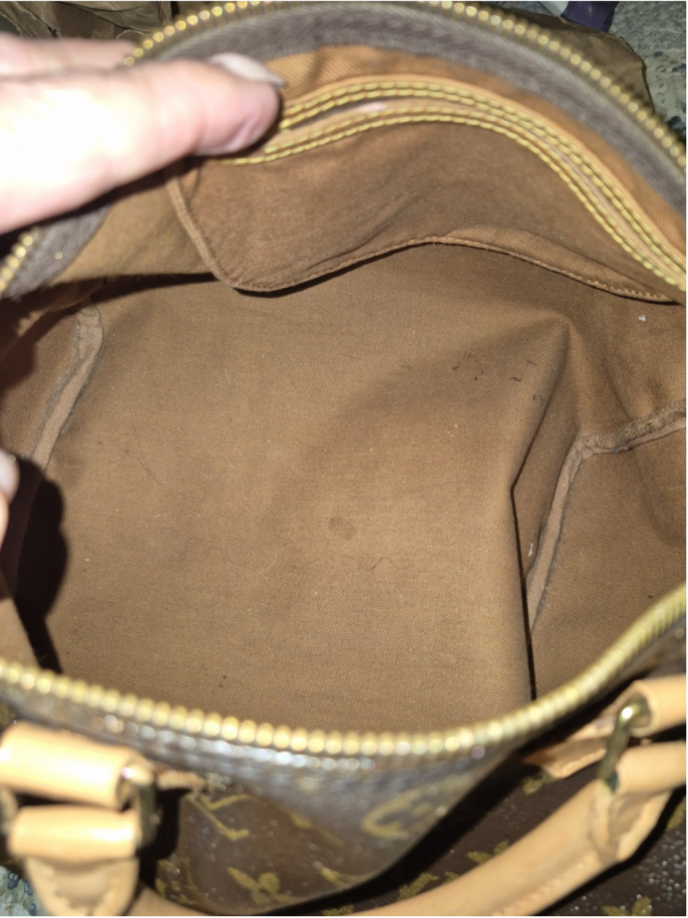 Louis Vuitton Monogram Canvas Satchel in Brown and Tan Leather Trim Vintage - Picture 5 of 12